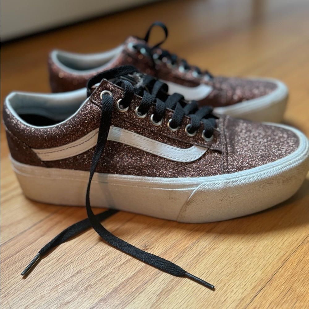 Gold glitter vans - worn once